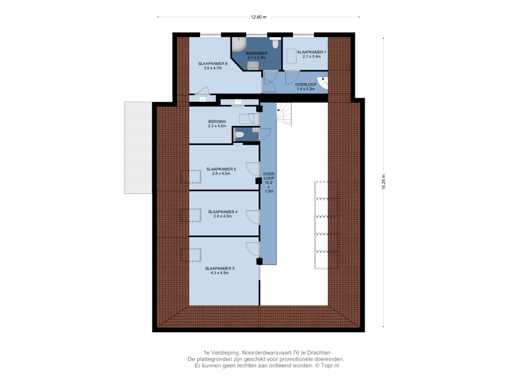 Bekijk plattegrond van 1e Verdieping van Noorderdwarsvaart 76