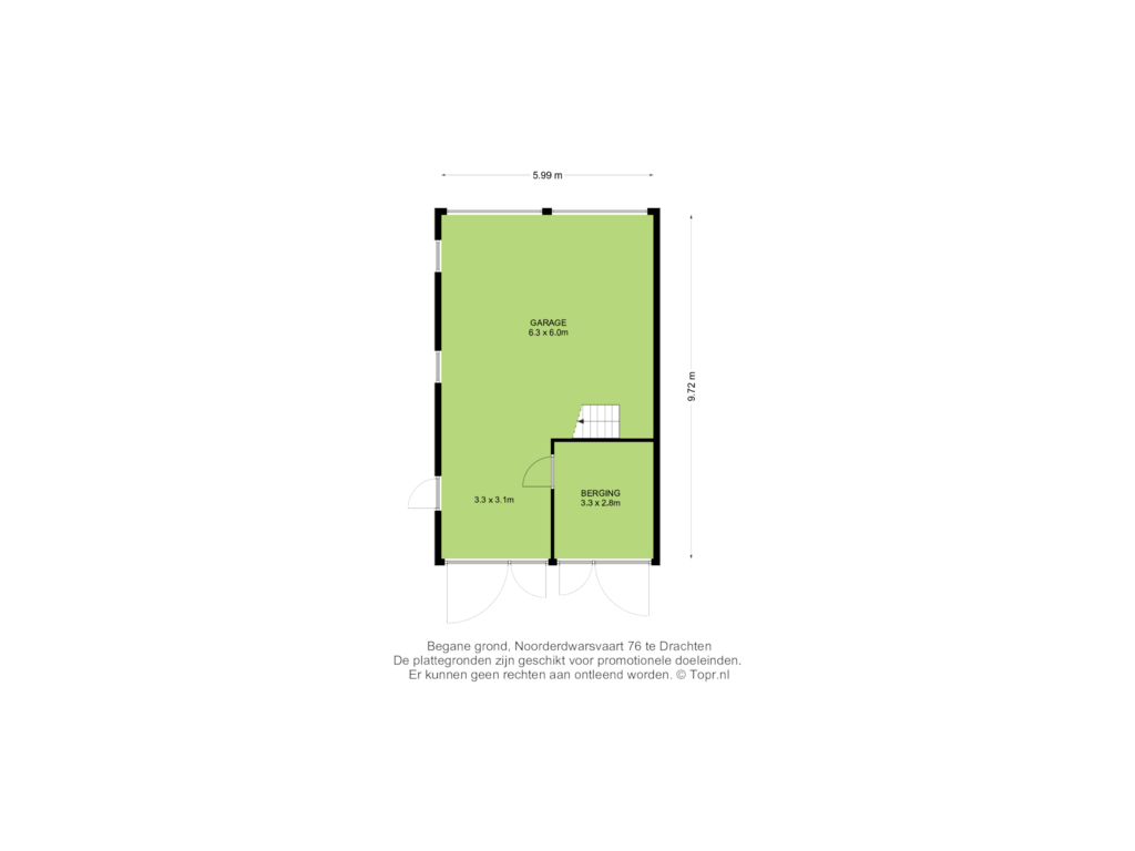 Bekijk plattegrond van Begane grond van Noorderdwarsvaart 76