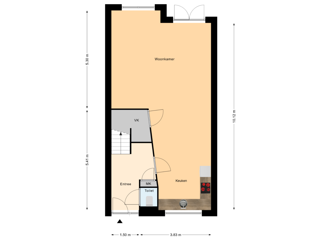 Bekijk plattegrond van Begane Grond van Badhuisweg 1-G