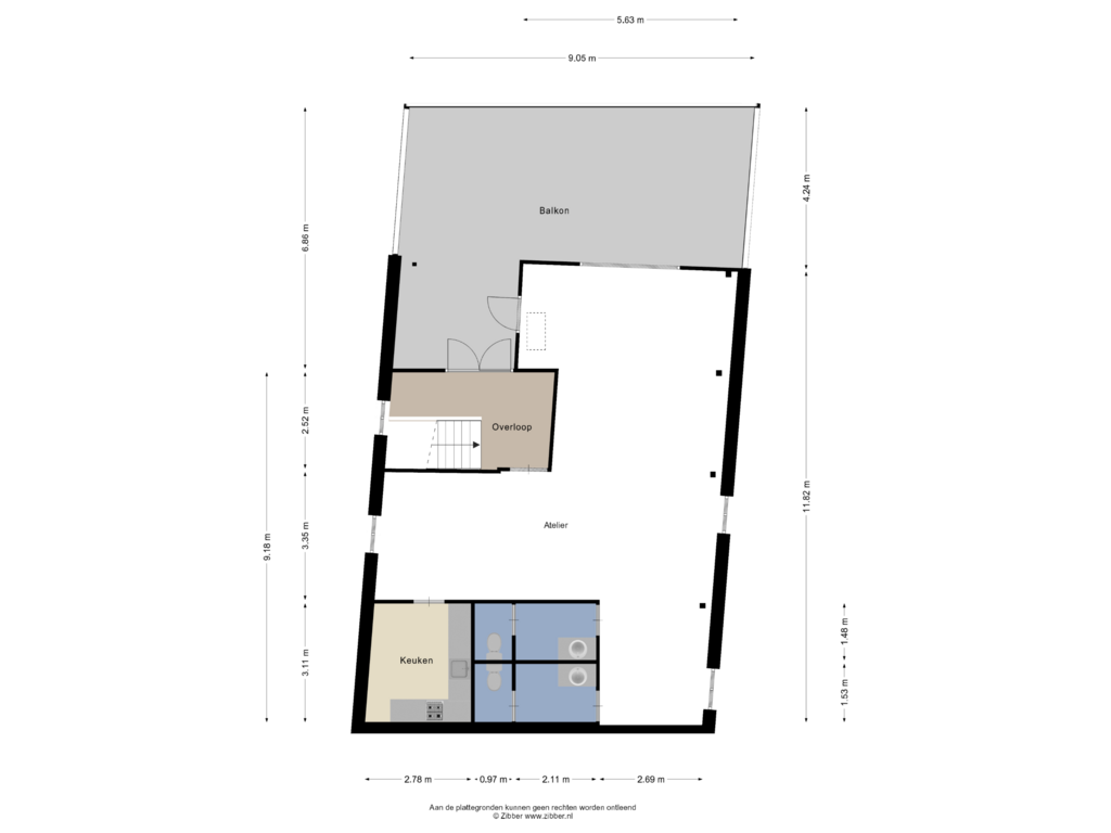 View floorplan of Eerste verdieping of Voorstad Sint Jacob 8