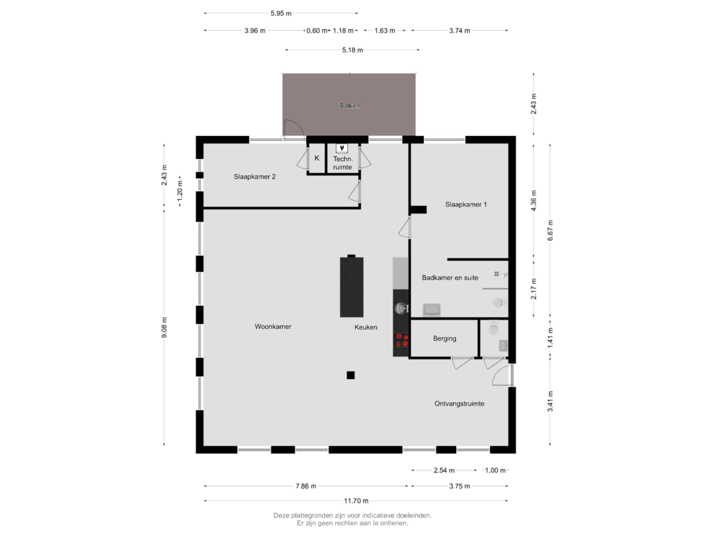 View floorplan of APPARTEMENT 1E VERDIEPING of Heuvel 2-G