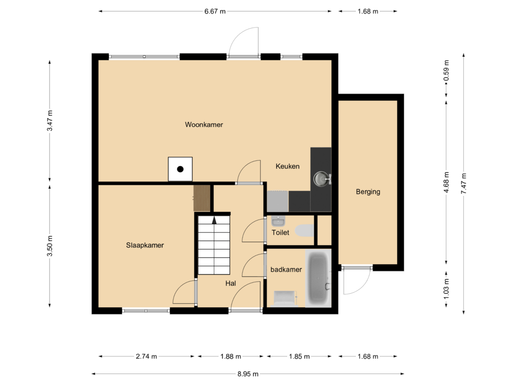 Bekijk plattegrond van First floor van Randweg 21-A148