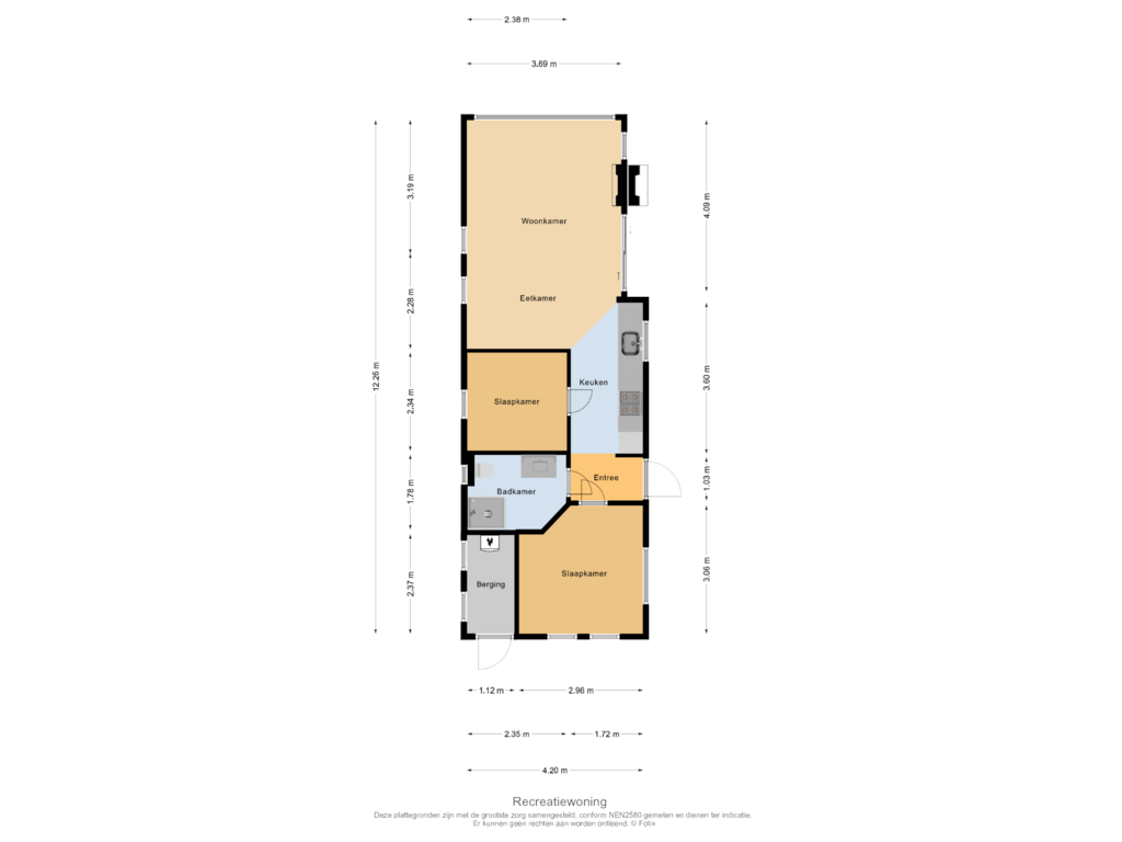 View floorplan of Recreatiewoning of Roekelseweg 48-35