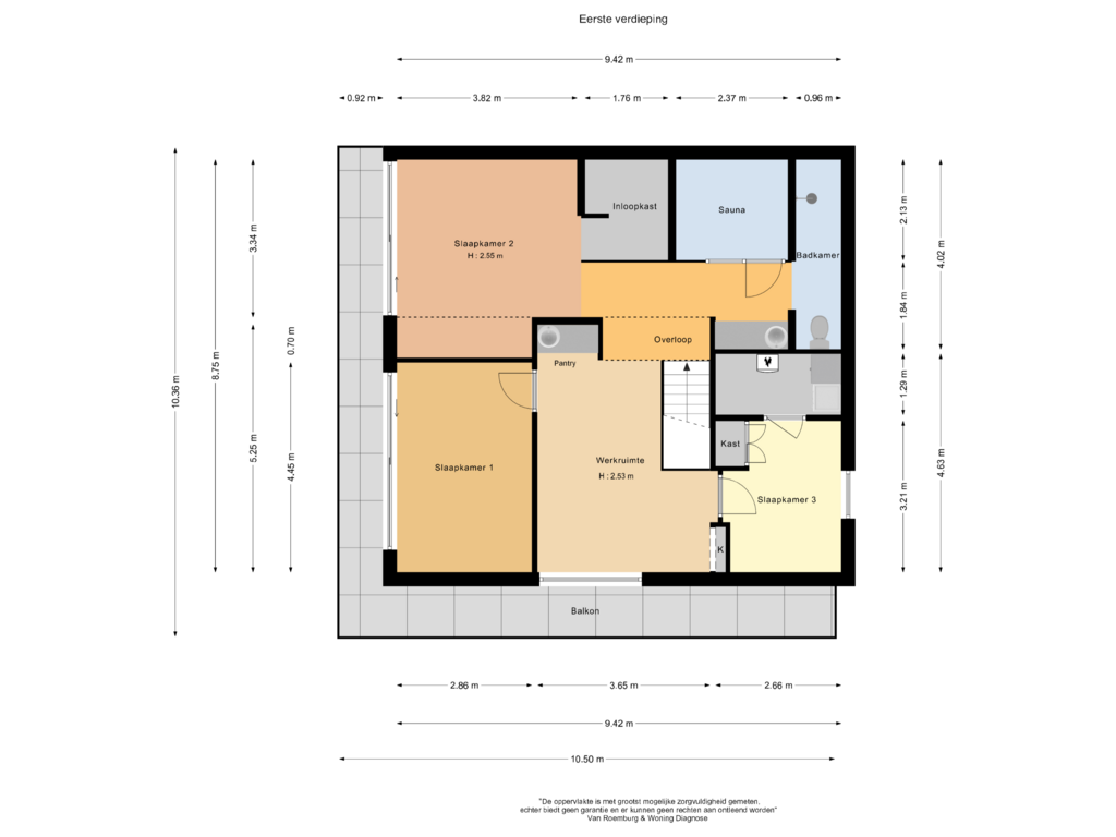 Bekijk plattegrond van Eerste verdieping van Keplerstraat 14-A