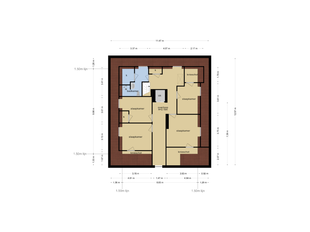 Bekijk plattegrond van 2e  verdieping van Rooijsestraat 62