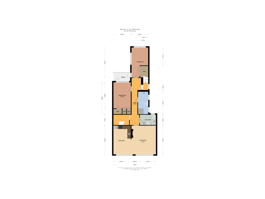 Bekijk plattegrond van EERSTE VERDIEPING van Weurden 72-- 72A