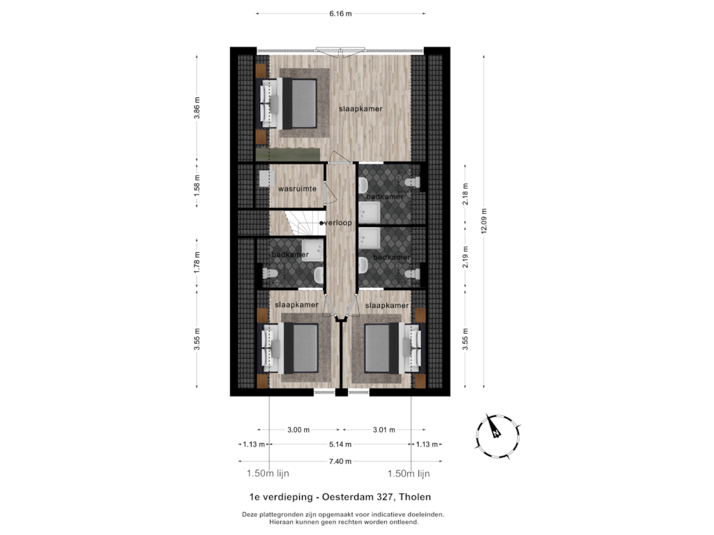 View floorplan of 1e verdieping of Oesterdam 327