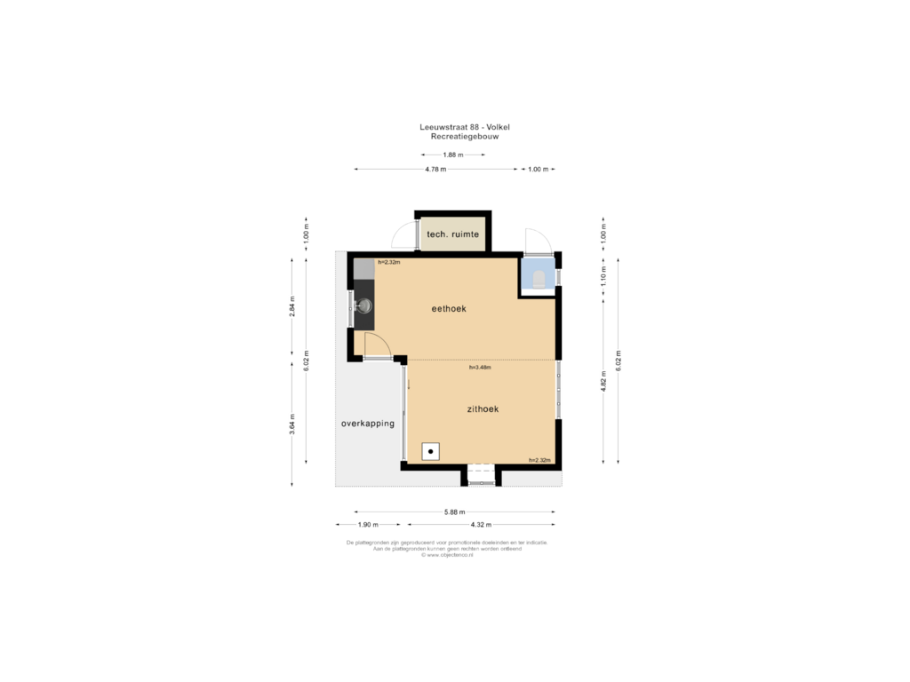 View floorplan of Recreatiegebouw of Leeuwstraat 88