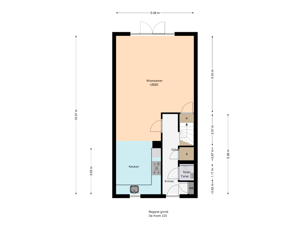 Bekijk plattegrond van Begane grond van De Krom 223