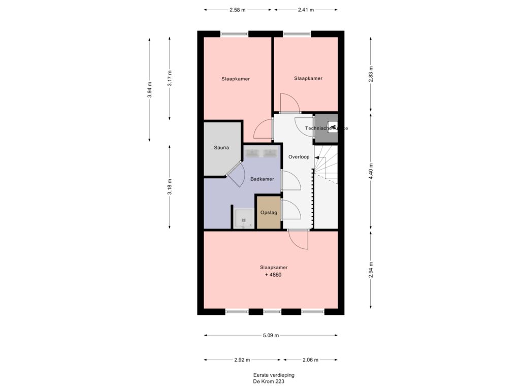 Bekijk plattegrond van Eerste verdieping van De Krom 223