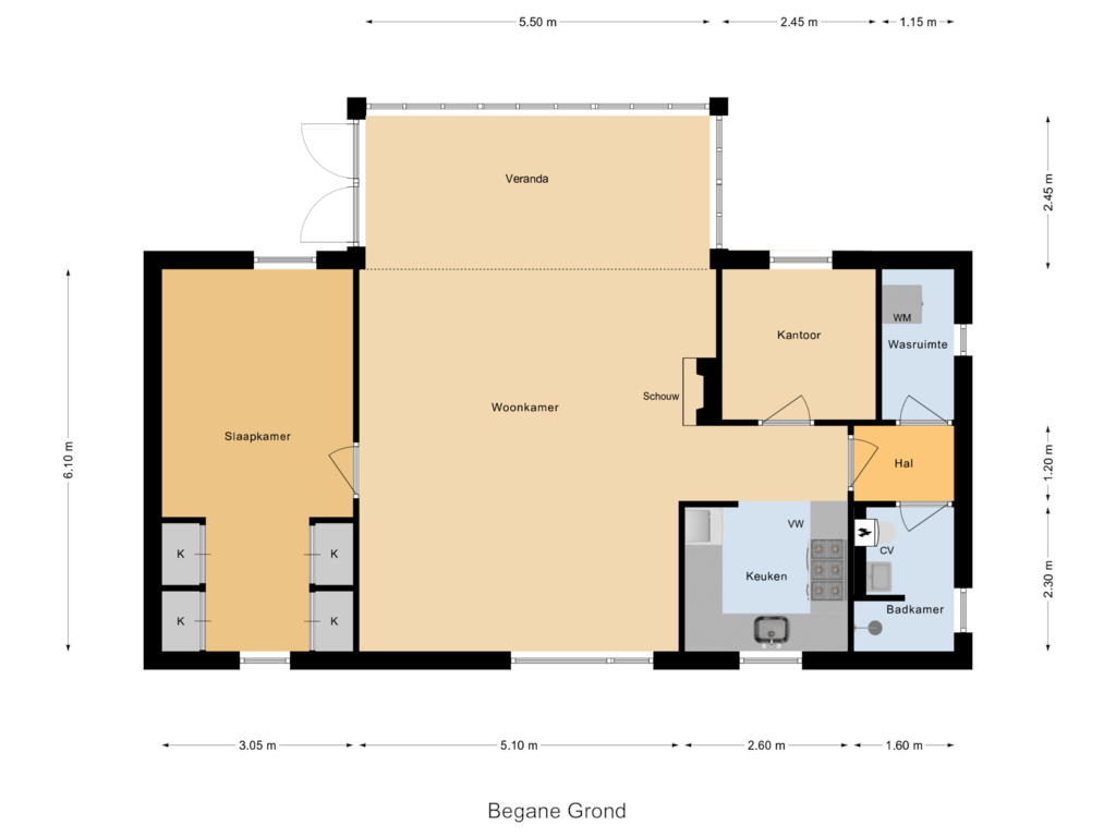 Bekijk plattegrond van Begane Grond van Kievit 12-B003