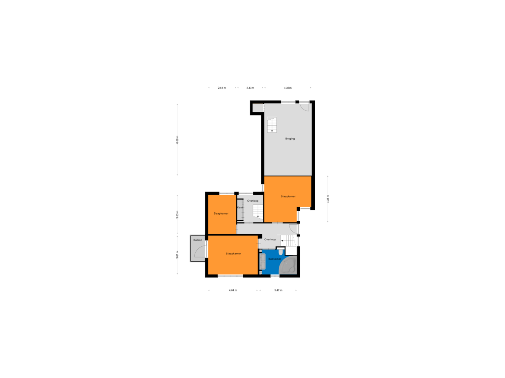 View floorplan of Eerste verdieping of Gasthuisstraat 123--125