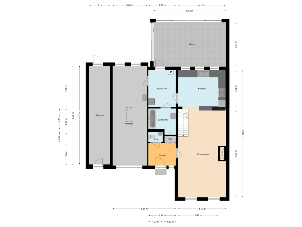 Bekijk plattegrond van Begane grond van Hoefstraat 7