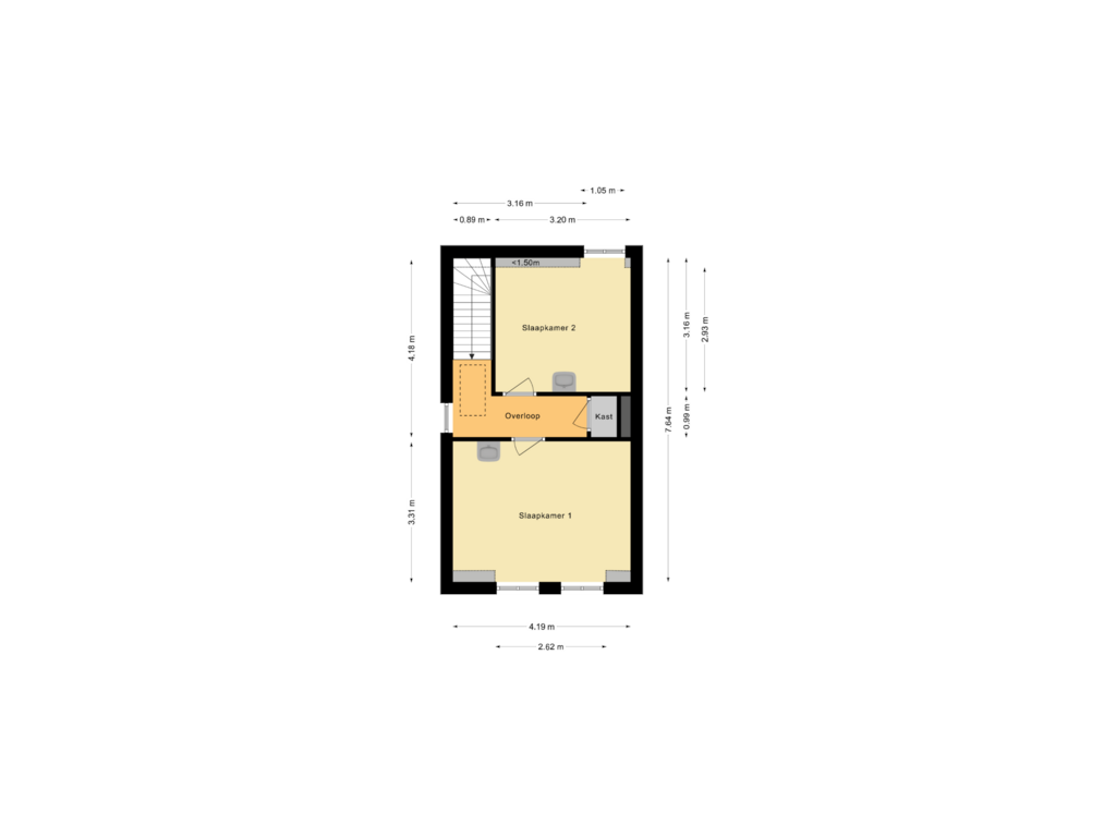 Bekijk plattegrond van Eerste verdieping van Hoefstraat 7