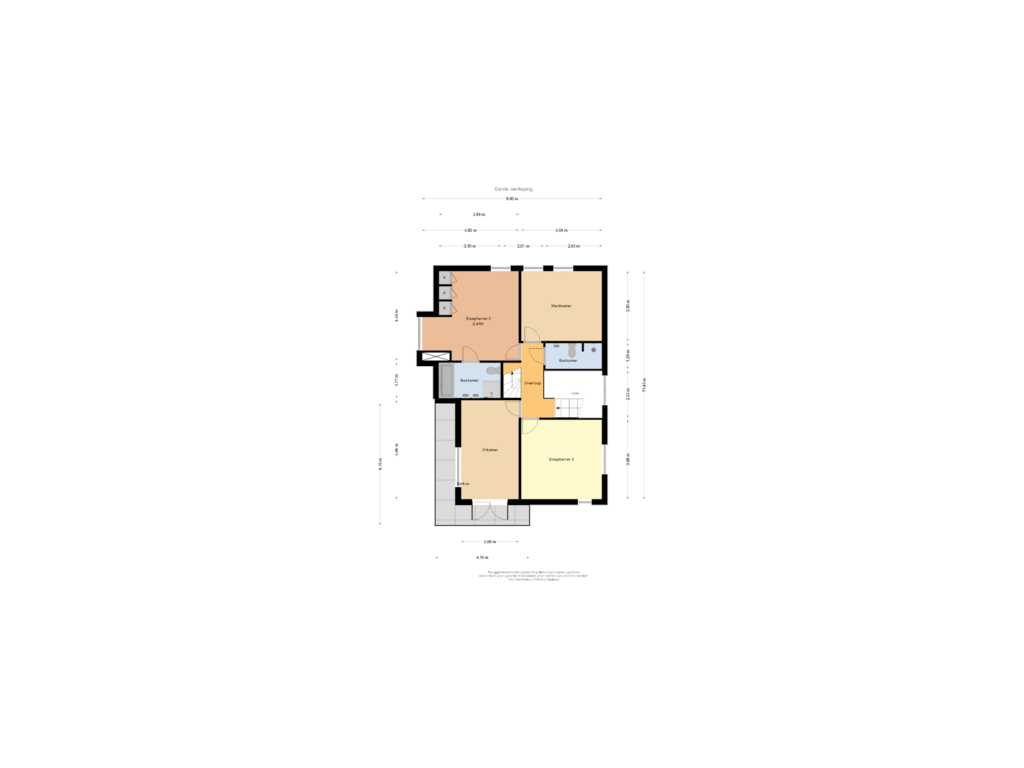 View floorplan of Eerste verdieping of Huizerstraatweg 16-F