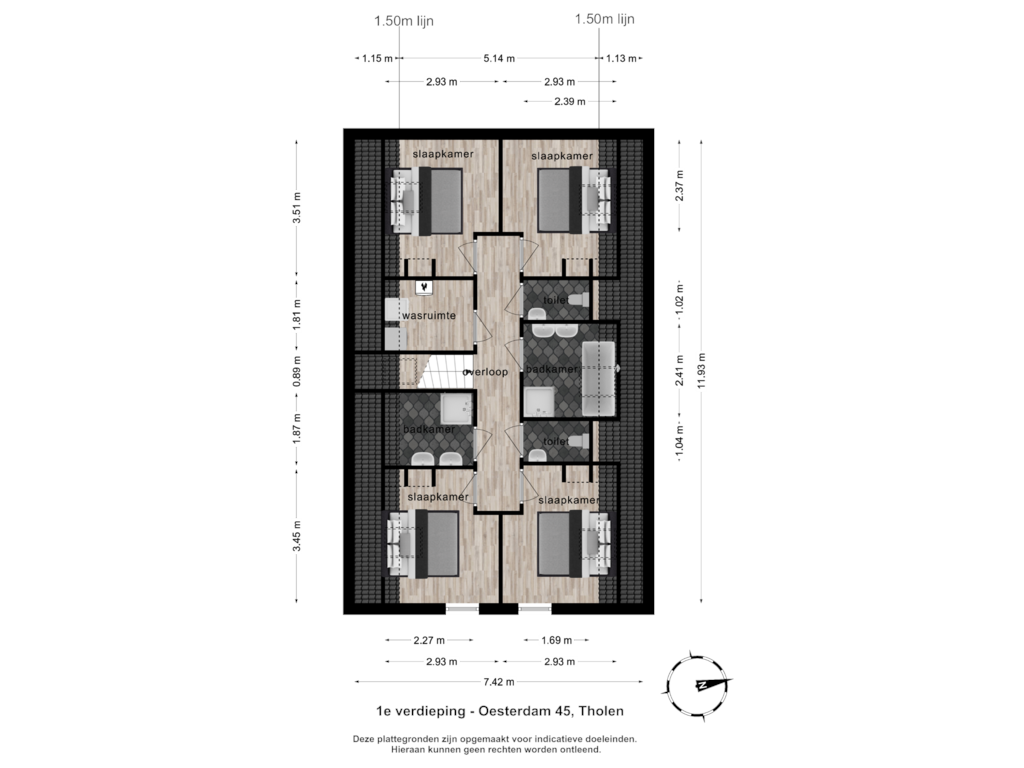 Bekijk plattegrond van 1e verdieping van Oesterdam 45