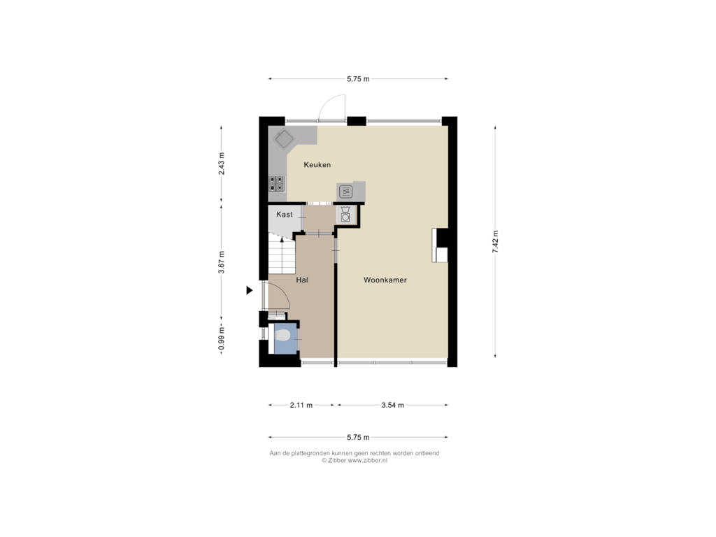 Bekijk plattegrond van Begane grond van Egelantierlaan 27