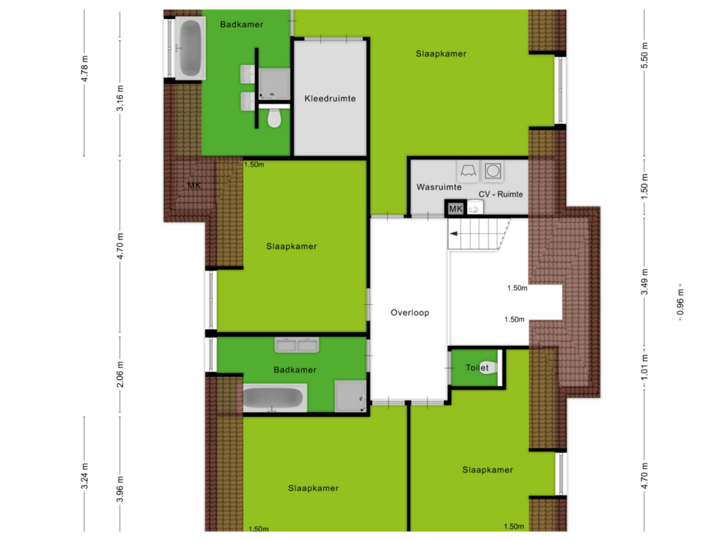 View floorplan of 1e verdieping of Noordweg 439