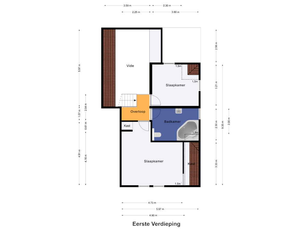 Bekijk plattegrond van Eerste Verdieping van Akerstraat 153-95