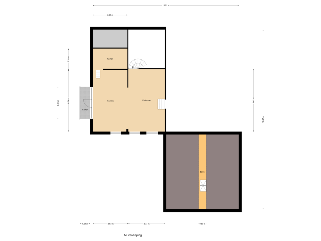 Bekijk plattegrond van 1e Verdieping van Groenstraat 1