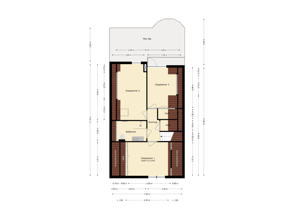 View floorplan of eerste verdieping of Klampenmeet 11