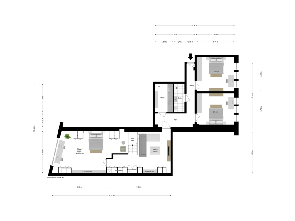 Bekijk plattegrond van Sout van Nieuwe Spiegelstraat 6-A