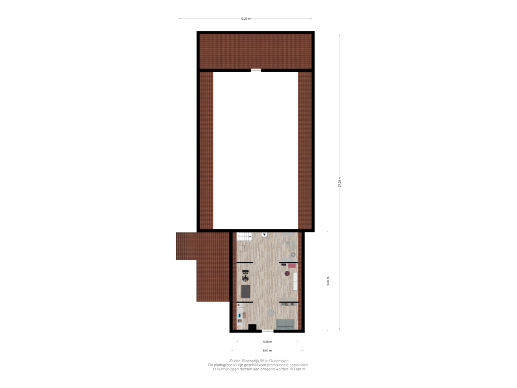 Bekijk plattegrond van Zolder van Stadsedijk 95