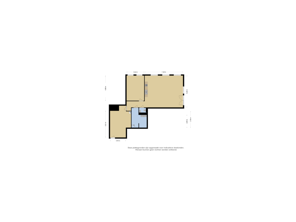 View floorplan of Appartement 1 of Korte Nieuwstraat 15