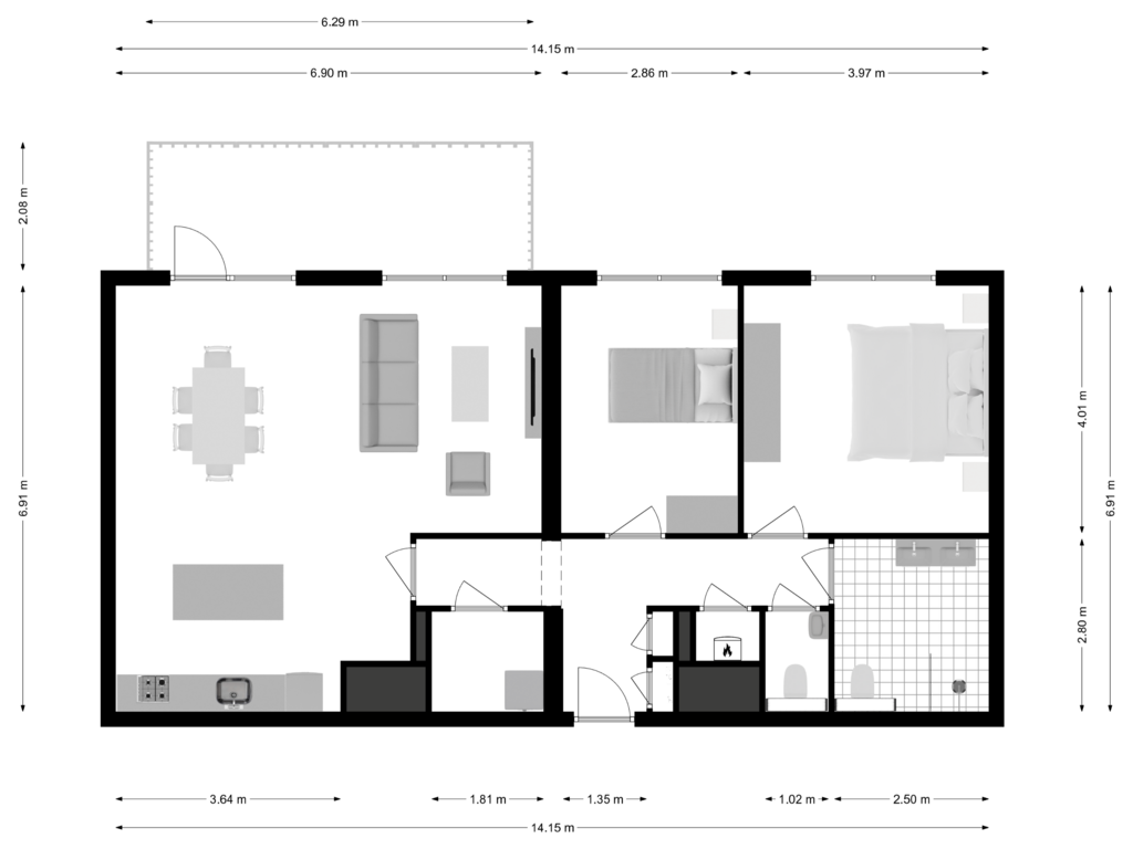 View floorplan of Appartement T5.F1 - Amsterdam of SPOT Amsterdam | Crystal (Bouwnr. 152)