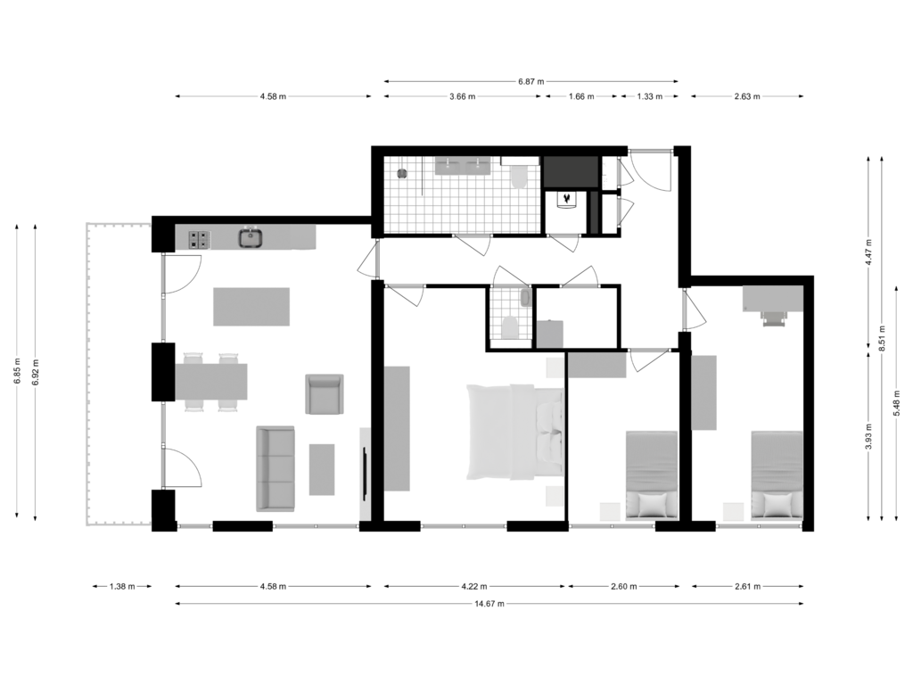 View floorplan of Derde verdieping of SPOT Amsterdam | Crystal (Bouwnr. 2)