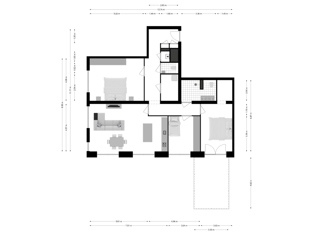 View floorplan of Appartement of SPOT Amsterdam | Crystal (Bouwnr. 1)