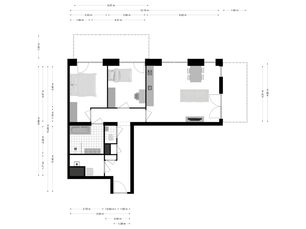 View floorplan of Appartement of SPOT Amsterdam | Crystal (Bouwnr. 133)