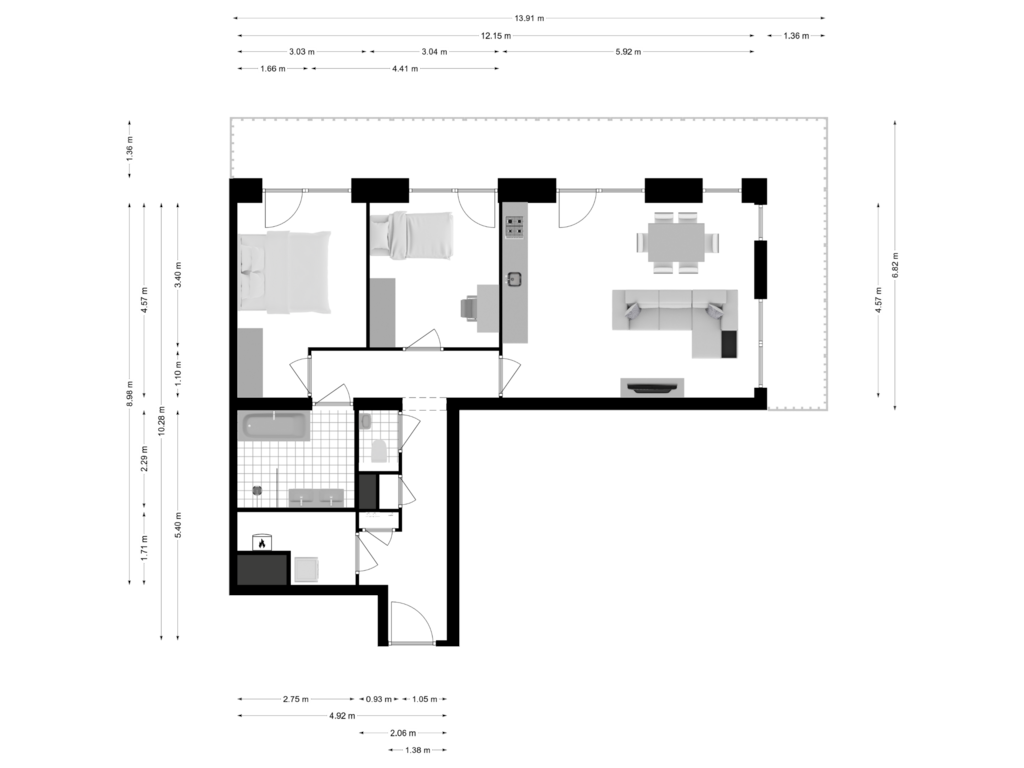 View floorplan of Appartement of SPOT Amsterdam | Crystal (Bouwnr. 4)