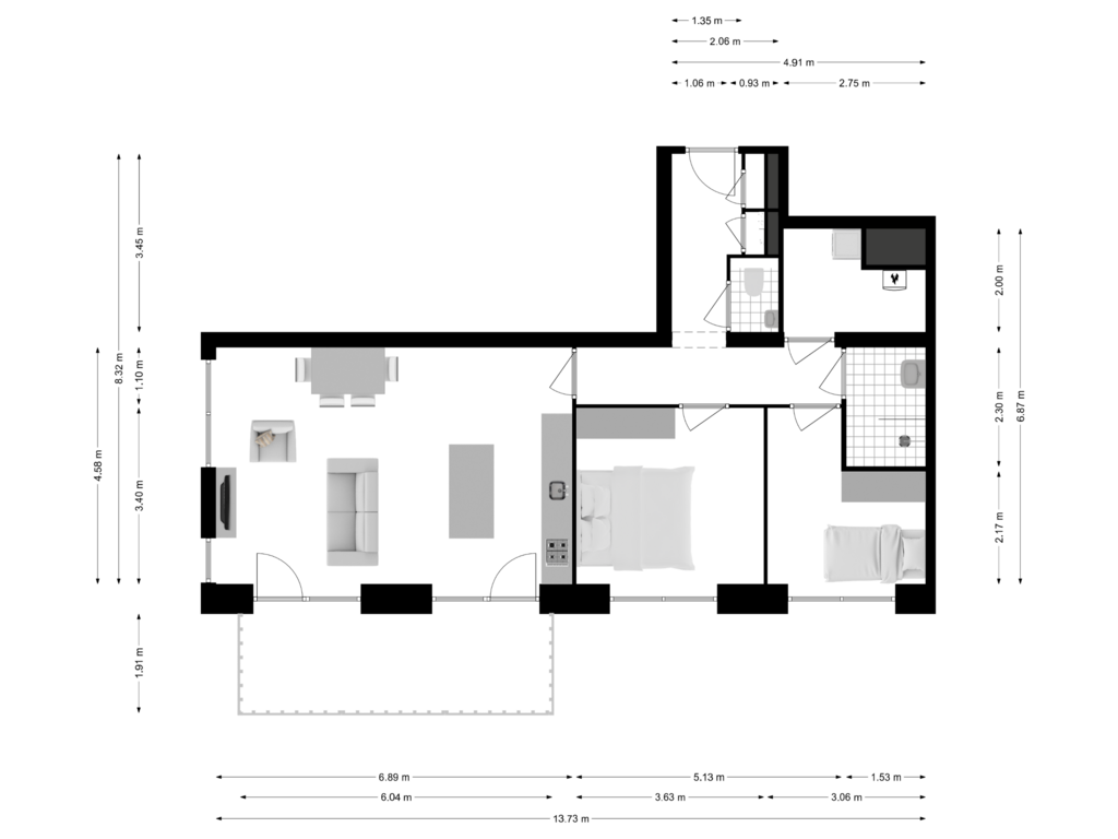 Bekijk plattegrond van Appartement van SPOT Amsterdam | Crystal (Bouwnr. 8)