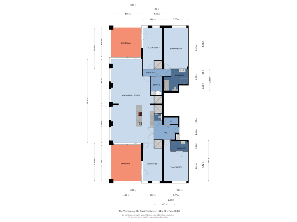 Bekijk plattegrond van 13e Verdieping van Bouwnummer 082 (Bouwnr. 082)