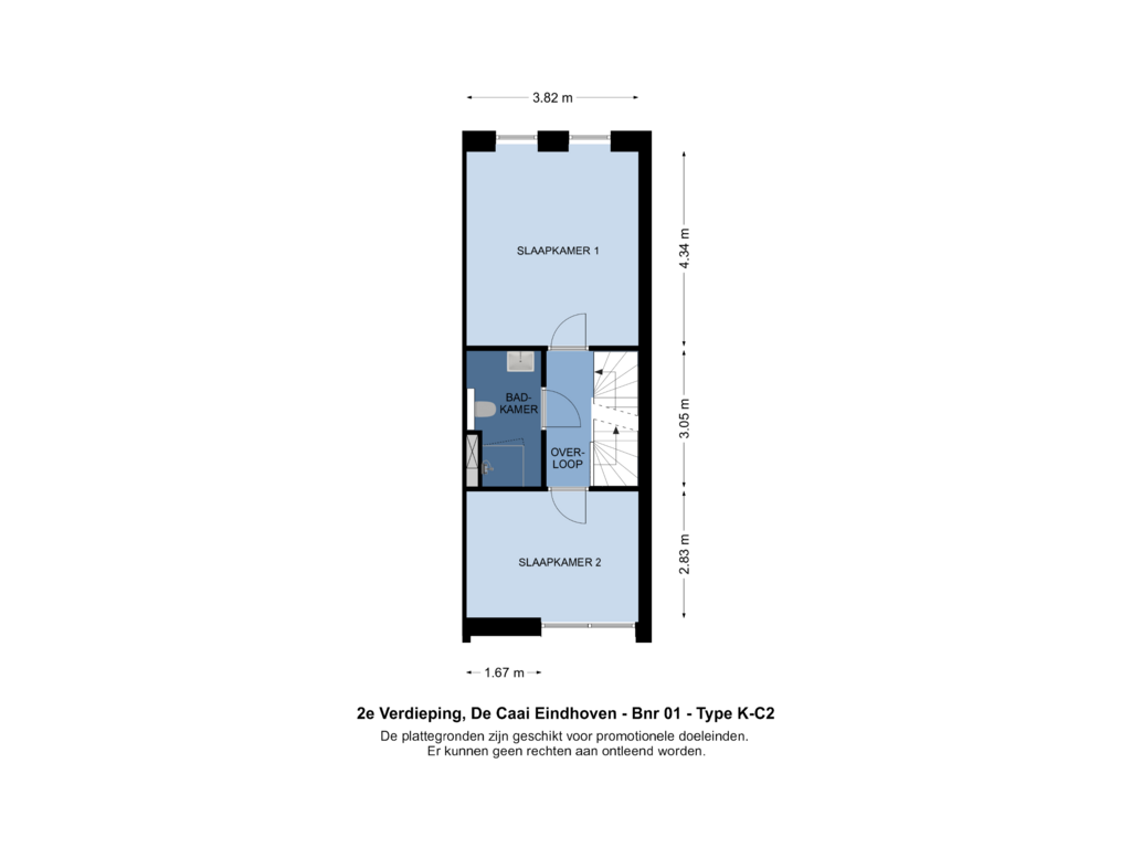 Bekijk plattegrond van 2e Verdieping van Bouwnummer 001 (Bouwnr. 001)