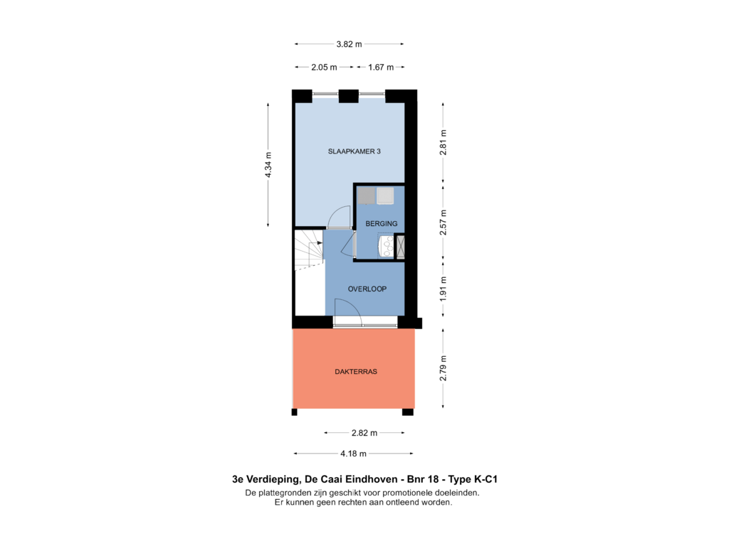 View floorplan of 3e Verdieping of Bouwnummer 018 (Bouwnr. 018)