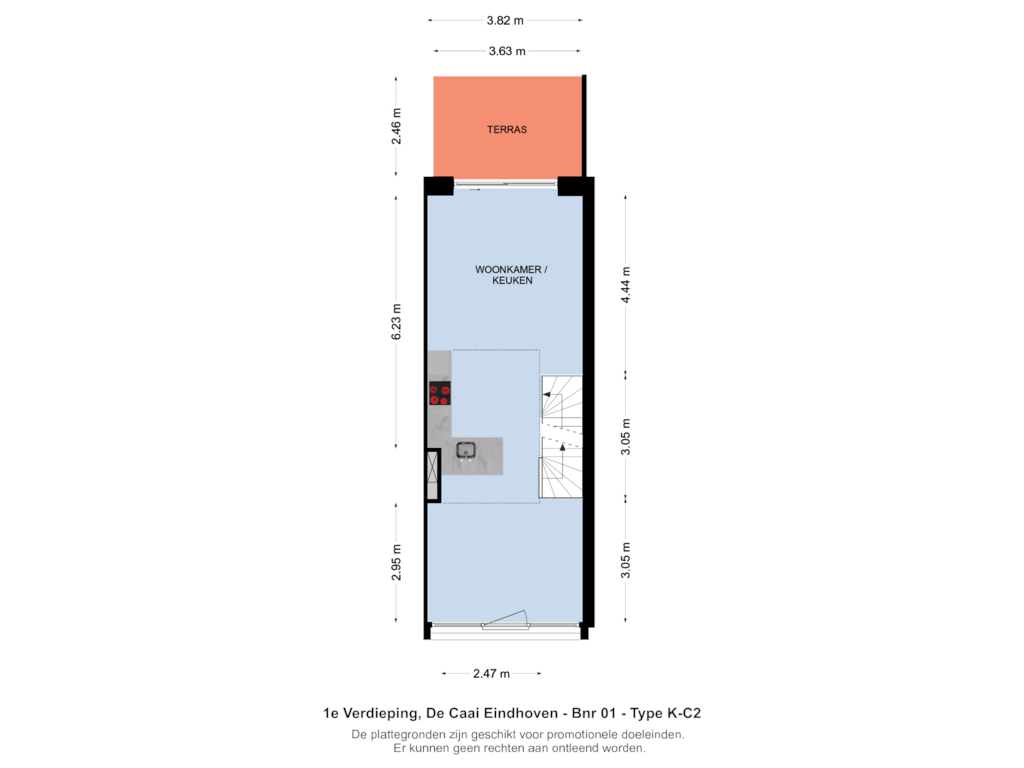 View floorplan of 1e Verdieping of Bouwnummer 003 (Bouwnr. 003)