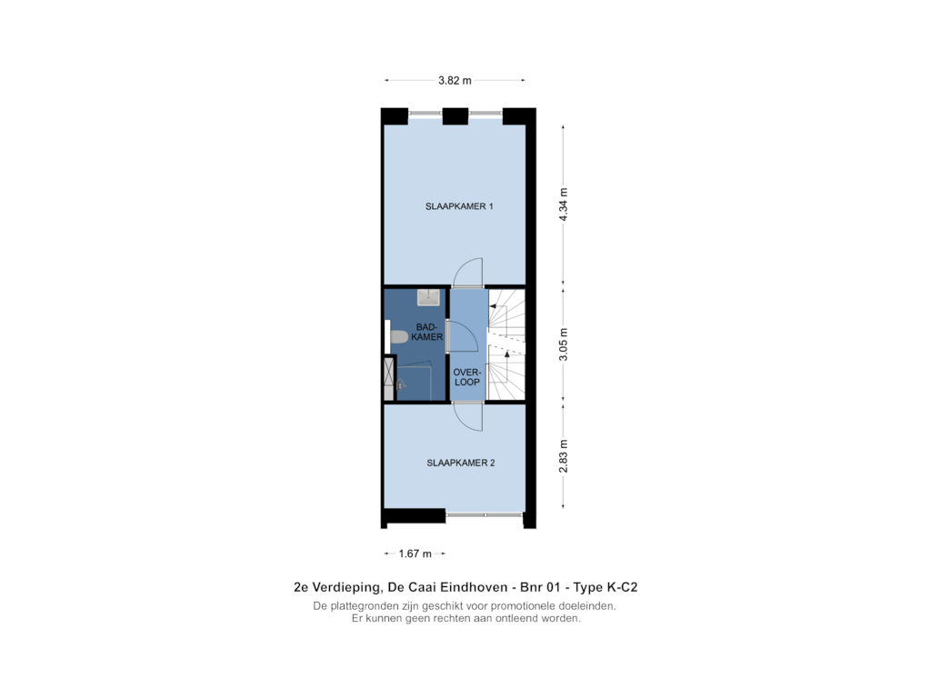 View floorplan of 2e Verdieping of Bouwnummer 003 (Bouwnr. 003)