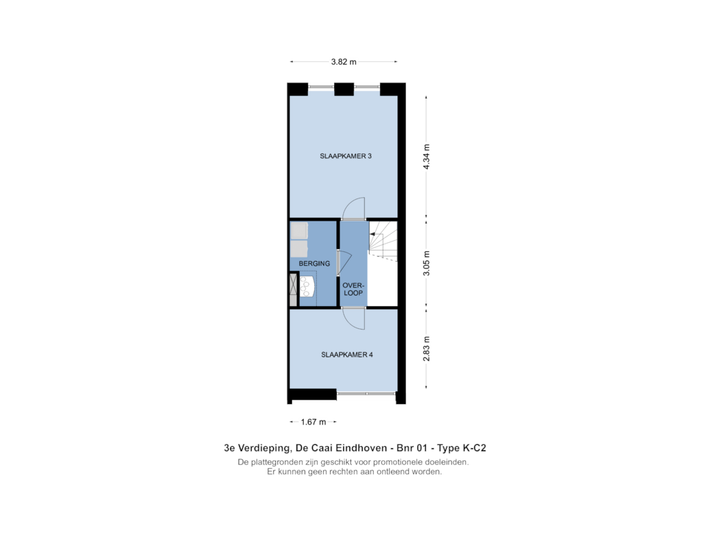 View floorplan of 3e Verdieping of Bouwnummer 003 (Bouwnr. 003)