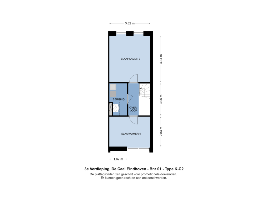 View floorplan of 3e Verdieping of Bouwnummer 004 (Bouwnr. 004)