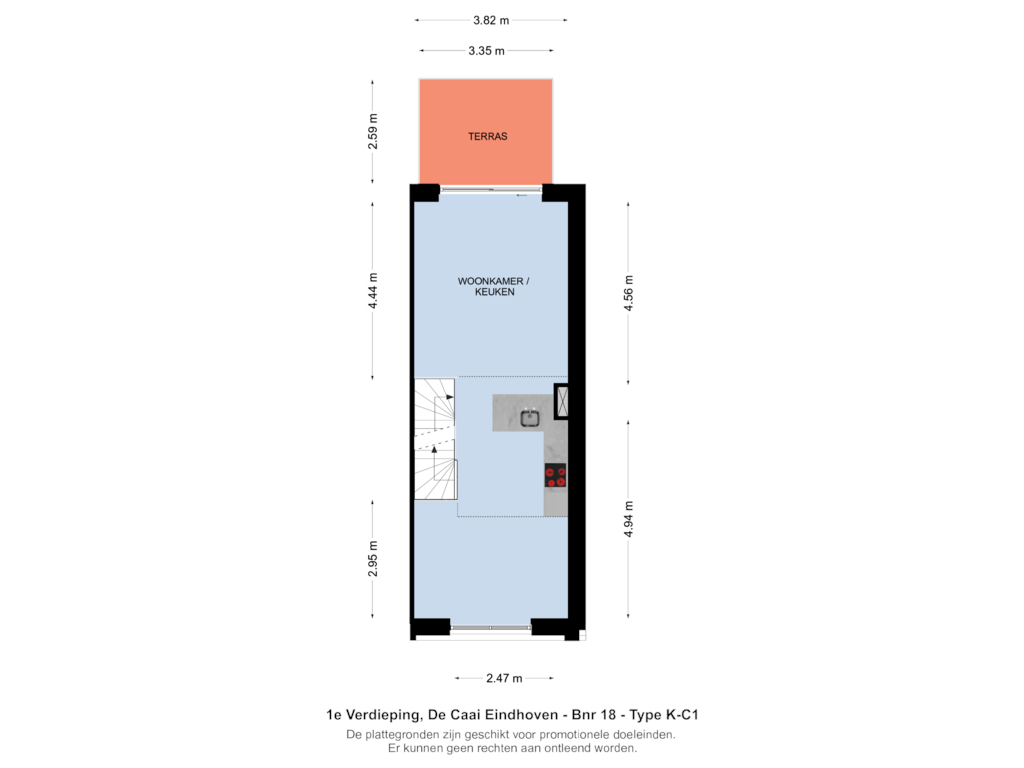 View floorplan of 1e Verdieping of Bouwnummer 019 (Bouwnr. 019)