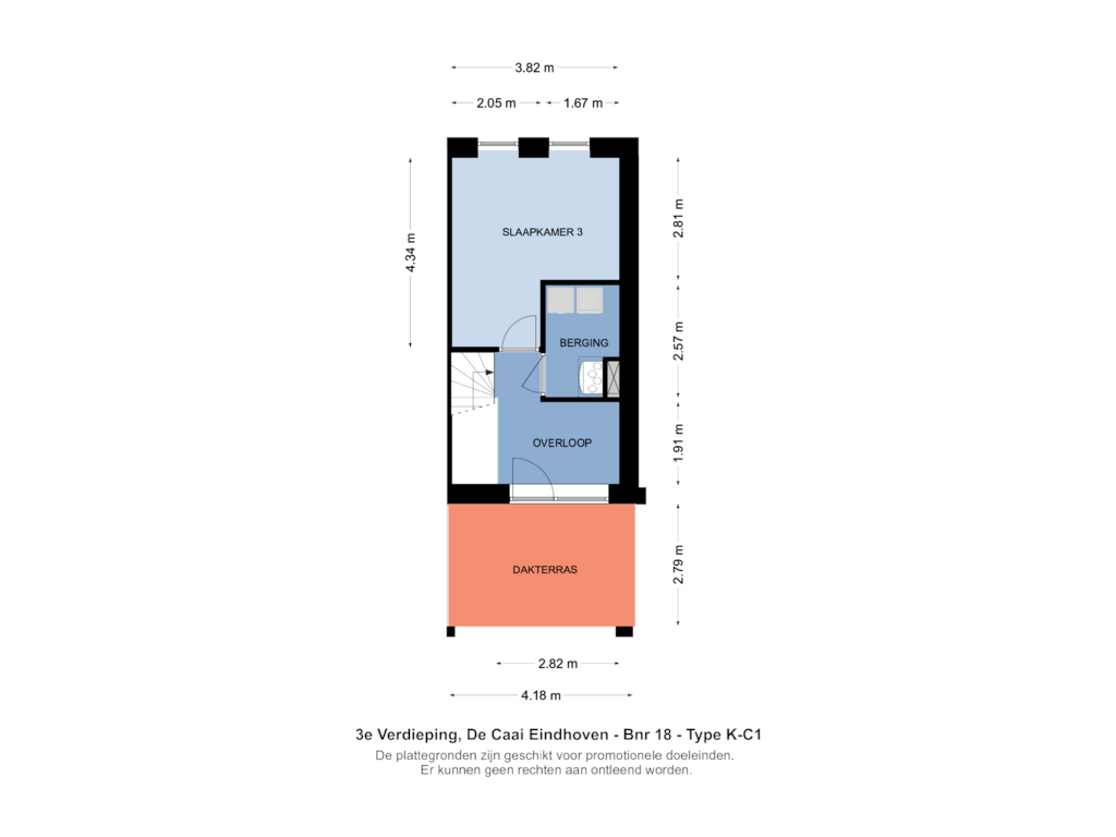 View floorplan of 3e Verdieping of Bouwnummer 019 (Bouwnr. 019)