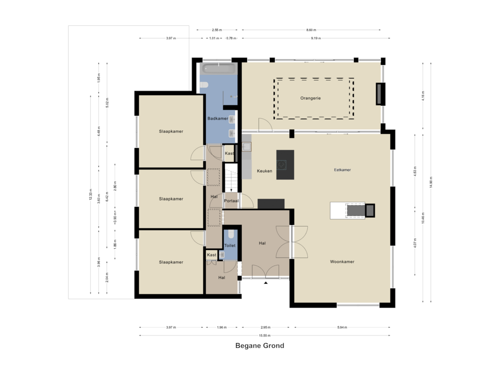 View floorplan of Begane Grond of Kruisbergstraat 15-A