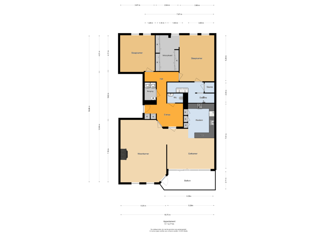 Bekijk plattegrond van Appartement van Van Ommerenlaan 36