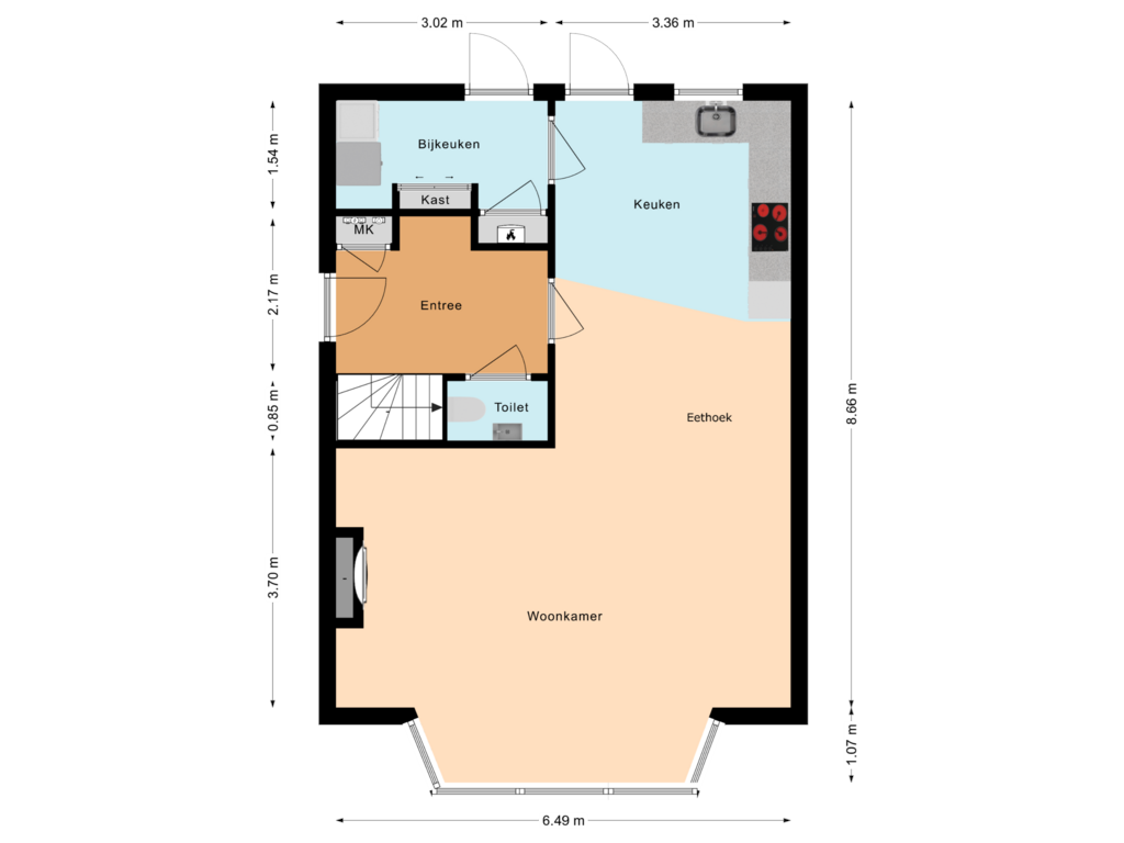 View floorplan of Begane grond of Prins Hendrikstraat 17