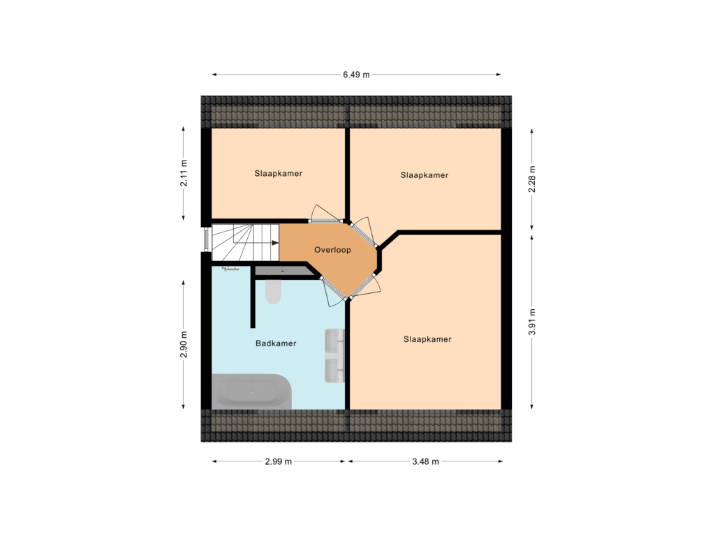 View floorplan of Verdieping of Prins Hendrikstraat 17