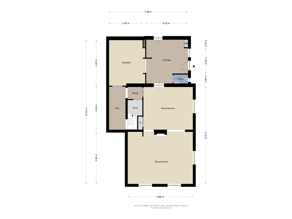 View floorplan of Begane grond of Hogewaldstraat 1-A