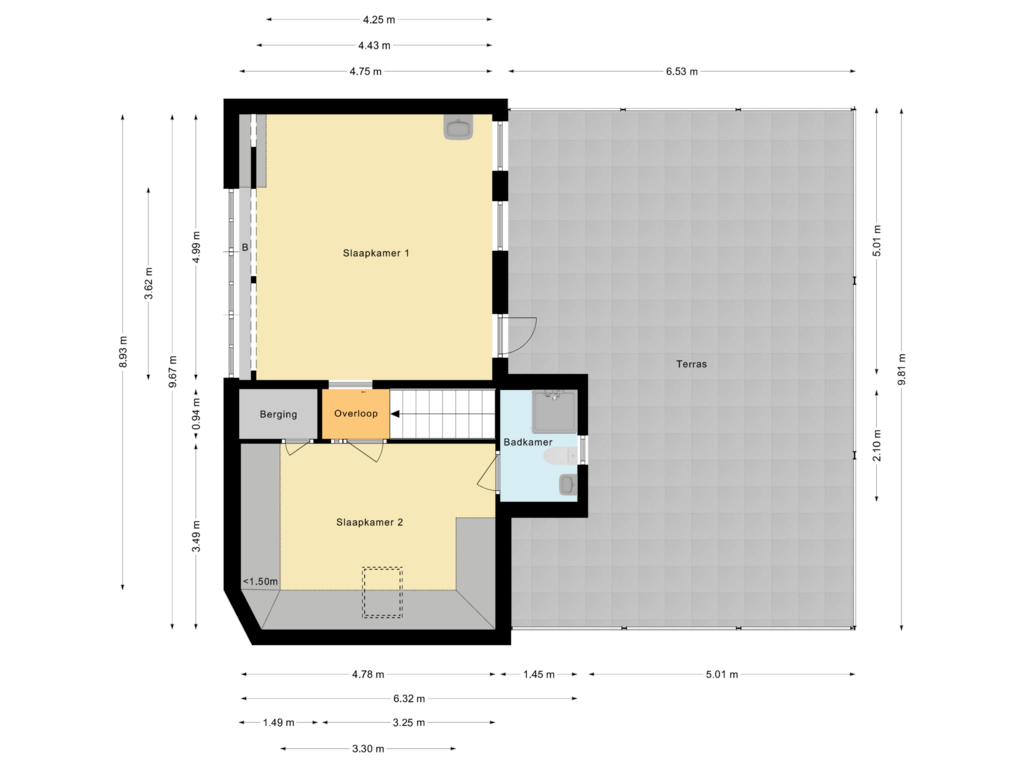 Bekijk plattegrond van Eerste verdieping van Noorderstraat 4