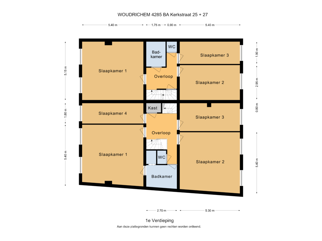 Bekijk plattegrond van 1e Verdieping van Kerkstraat 25-27